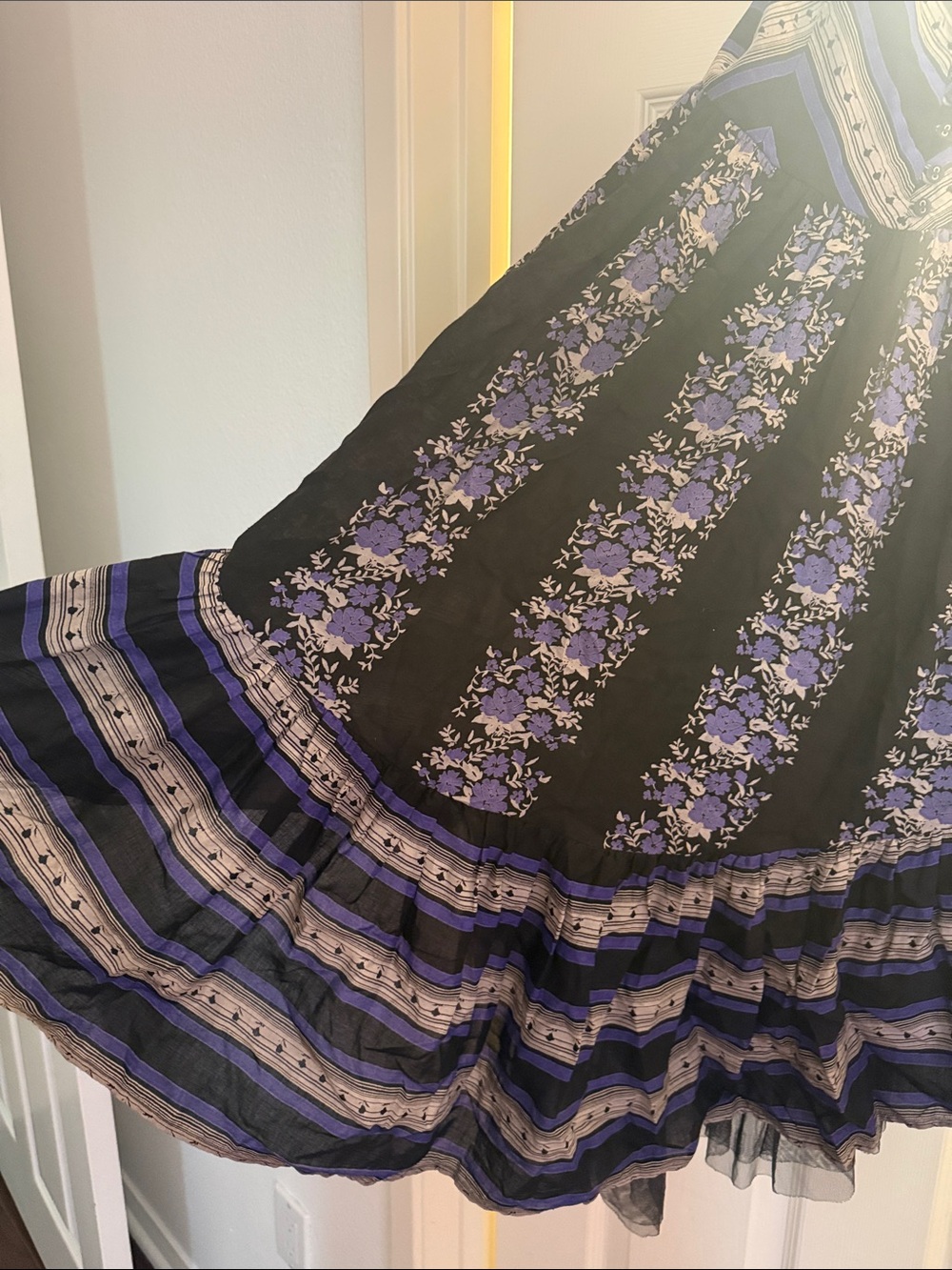 Free People Black and Purple Striped Smocked dress - Picture 4 of 7